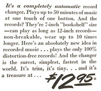 Description and Price ($12.95) of the RCA Victor 45 Player System