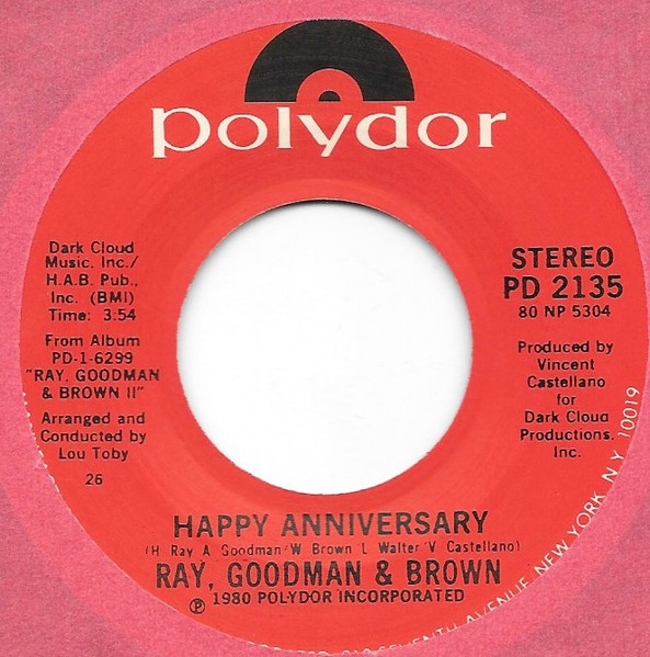  Happy Anniversary/ You 45 Record 