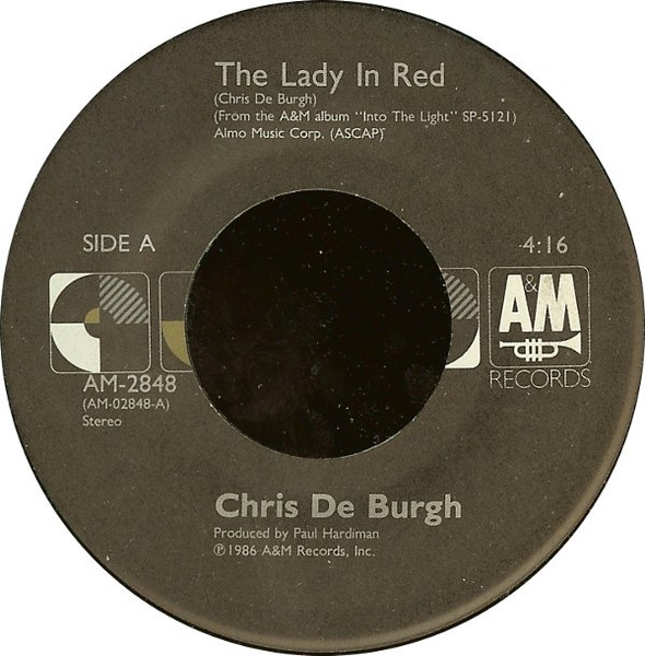  Chris De Burgh -- The Lady In Red/ The Vision, 1987 (M) 45 rpm record with factory sleeve, $7.00 - Click for bigger image and more info 