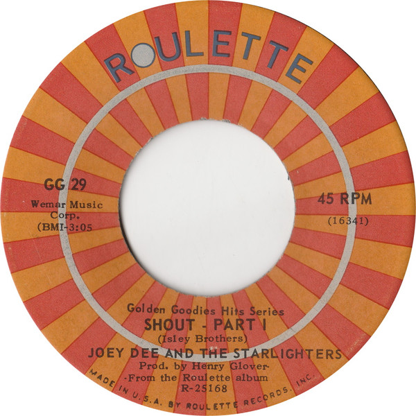  Joey Dee & The Starliters -- Shout - Part I/ Part II, 1962 (M-) 45 rpm record, $6.00 - Click for bigger image and more info 