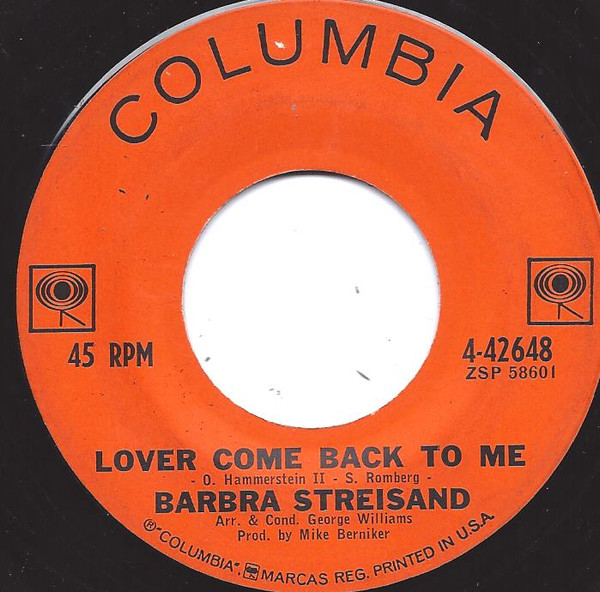  My Coloring Book/ Lover Come Back To Me 45 Record 