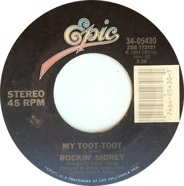  Rockin' Sidney -- My Toot Toot/ Jalapena Lena, 1985 (M) 45 rpm record with factory sleeve, $6.50 - Click for bigger image and more info 